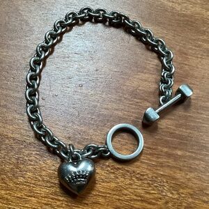 Authentic Juicy Couture Silver-tone Chain Toggle Bracelet with Heart Charm